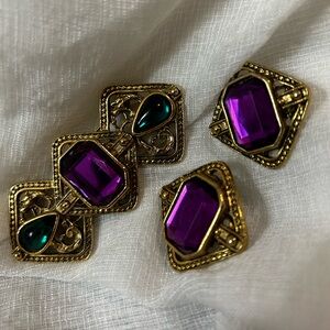Vintage 90’s Gold and Purple Jewelry Set